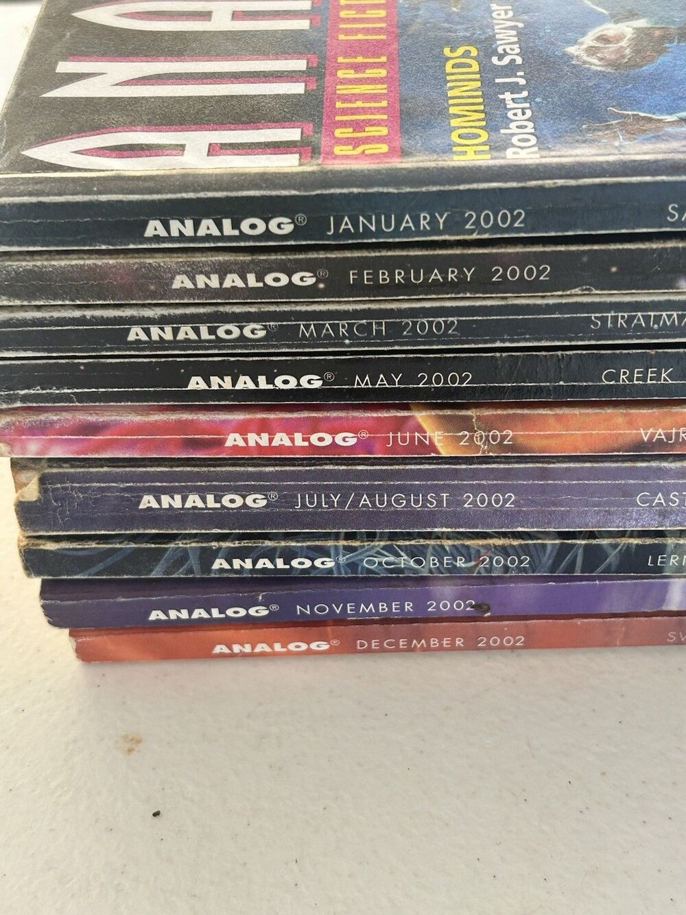Analog Science Fiction Science Fact Lot of 9 Magazines Jan-Dec 2002